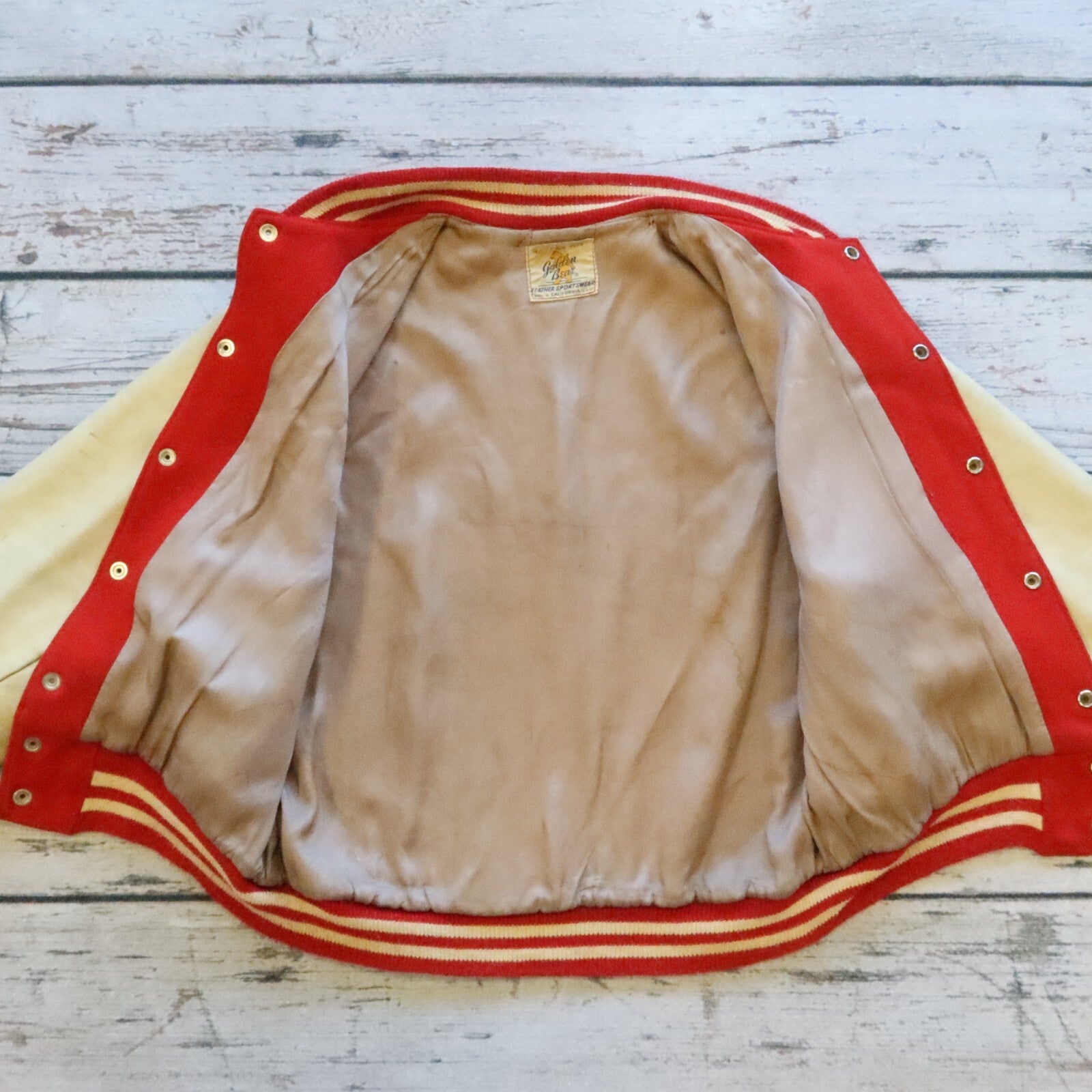 Vintage City College of San Francisco Leather Wool Varsity Jacket by Golden Bear