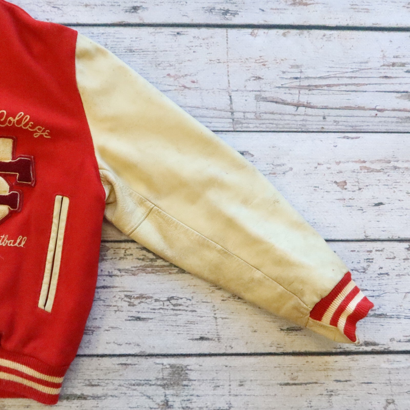 Vintage City College of San Francisco Leather Wool Varsity Jacket by Golden Bear