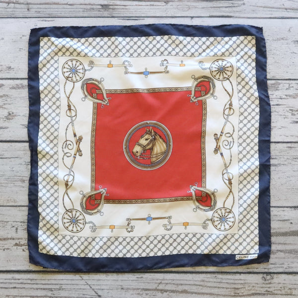 Vintage Celine Paris Horse Silk Scarf